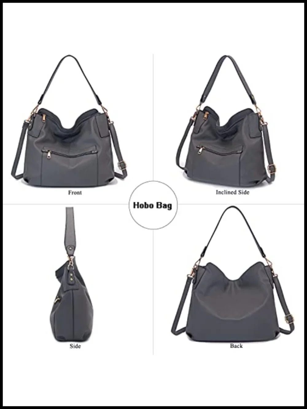 Large Crossbody Hobo Purse and Wallet Set - Faux Leather, RFID Blocking